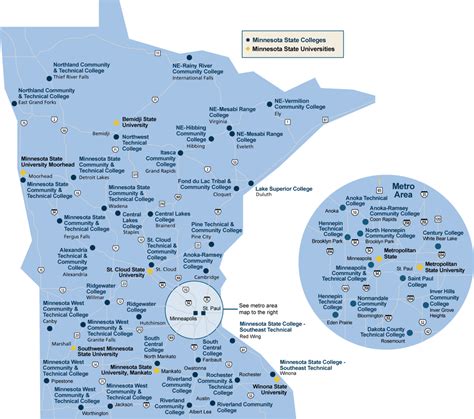 colleges in minnesota map